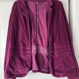 Fall plum blazer soft corduroy three buttons in the front